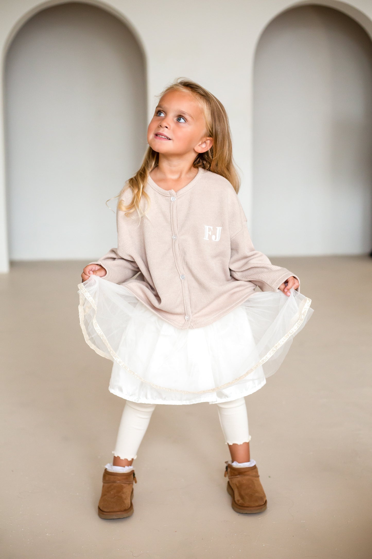 Beige Soft Autumn Cardigan - Embroidered
