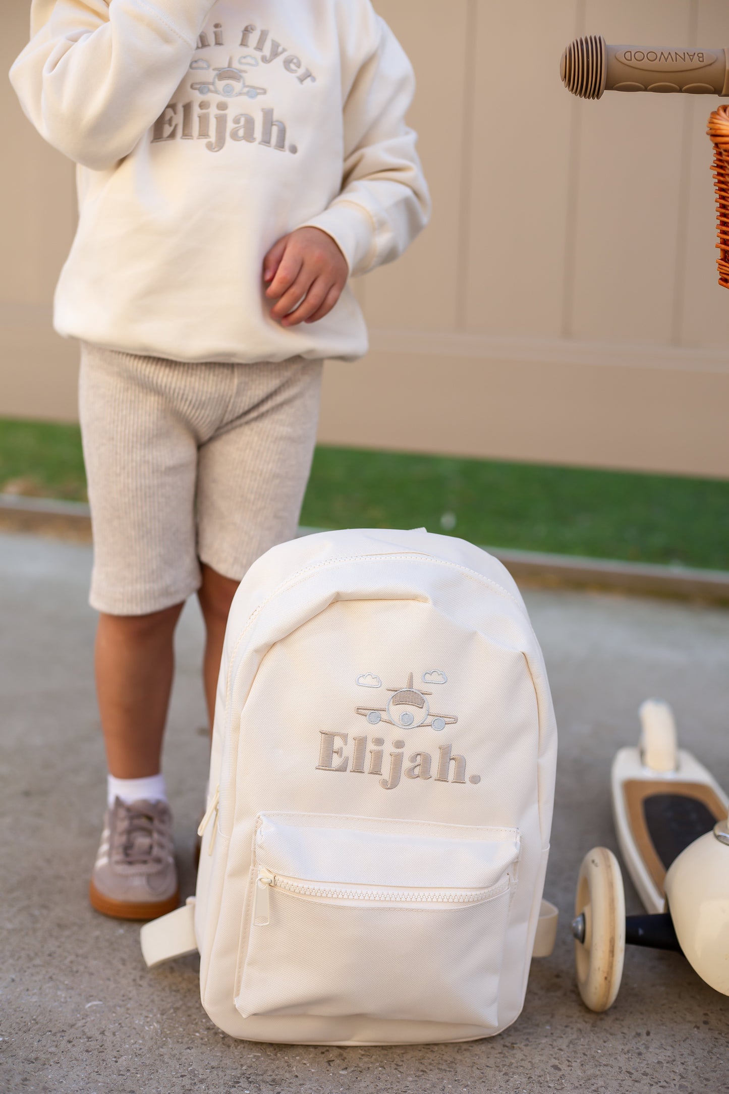 Vanilla Mini Backpack - Plane Embroidered