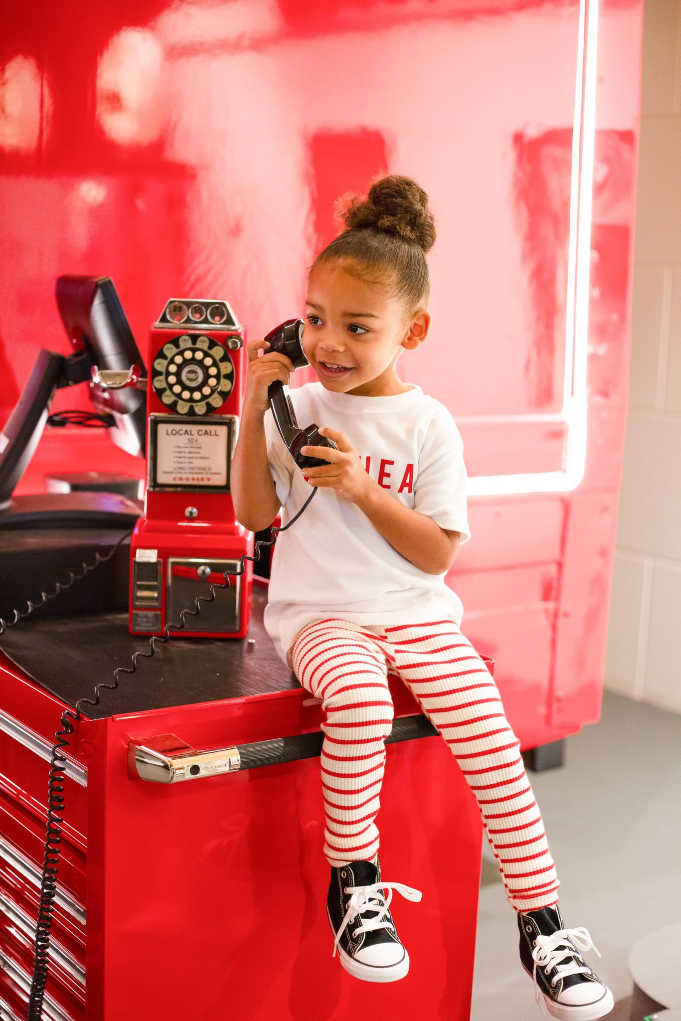 Red striped Ribbed Leggings