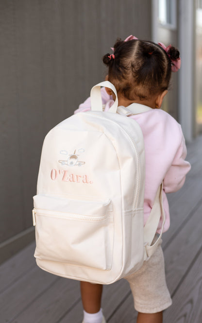 Vanilla Mini Backpack - Plane Embroidered