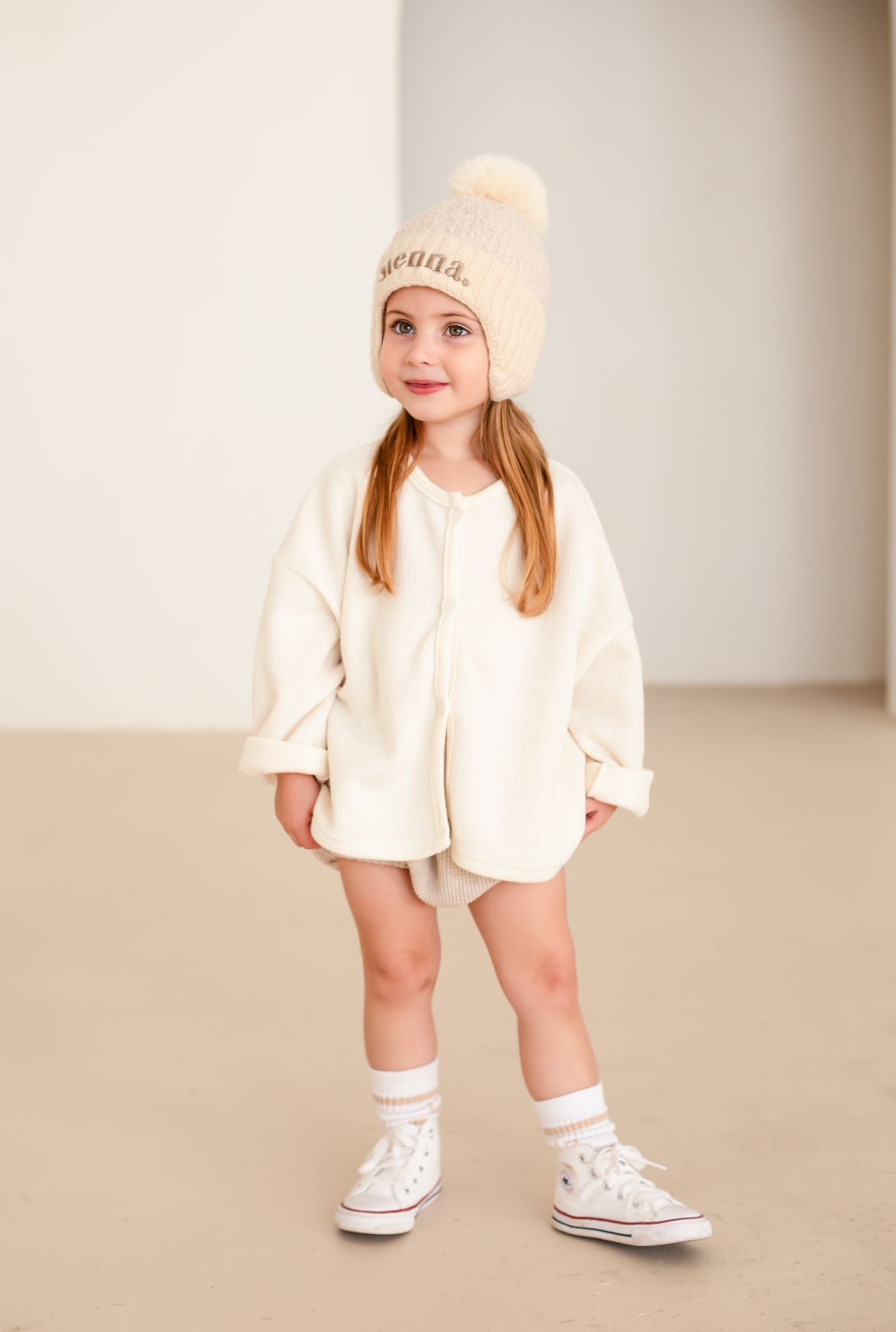 Cream Soft Cardigan - Embroidered