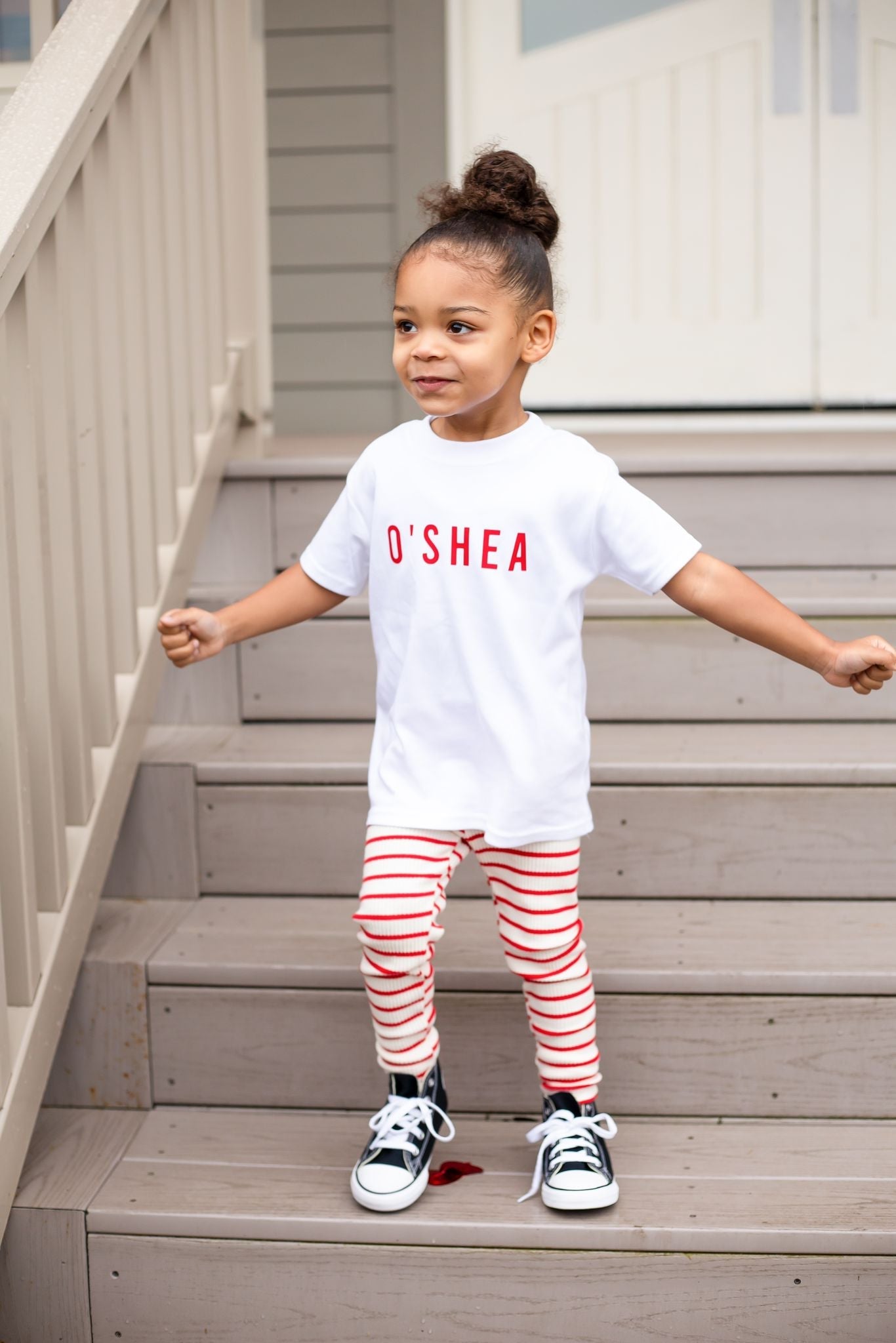 Red striped Ribbed Leggings