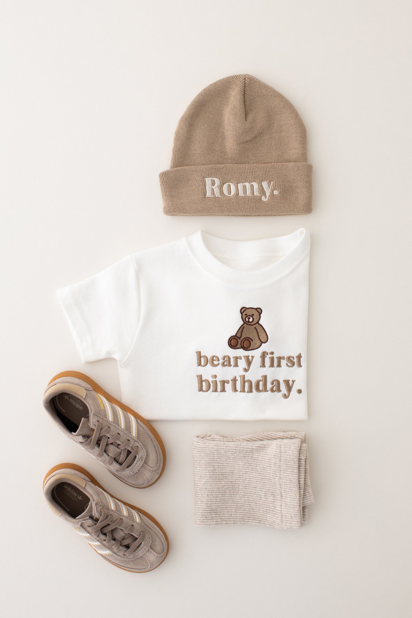 Beary First Birthday Tshirt - Embroidered Classic