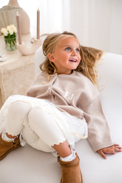 Beige Soft Autumn Cardigan - Embroidered