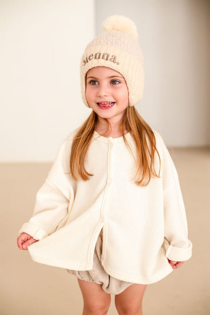Cream Soft Cardigan - Embroidered