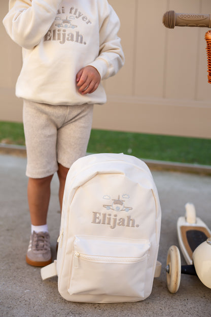 Vanilla Mini Backpack - Plane Embroidered