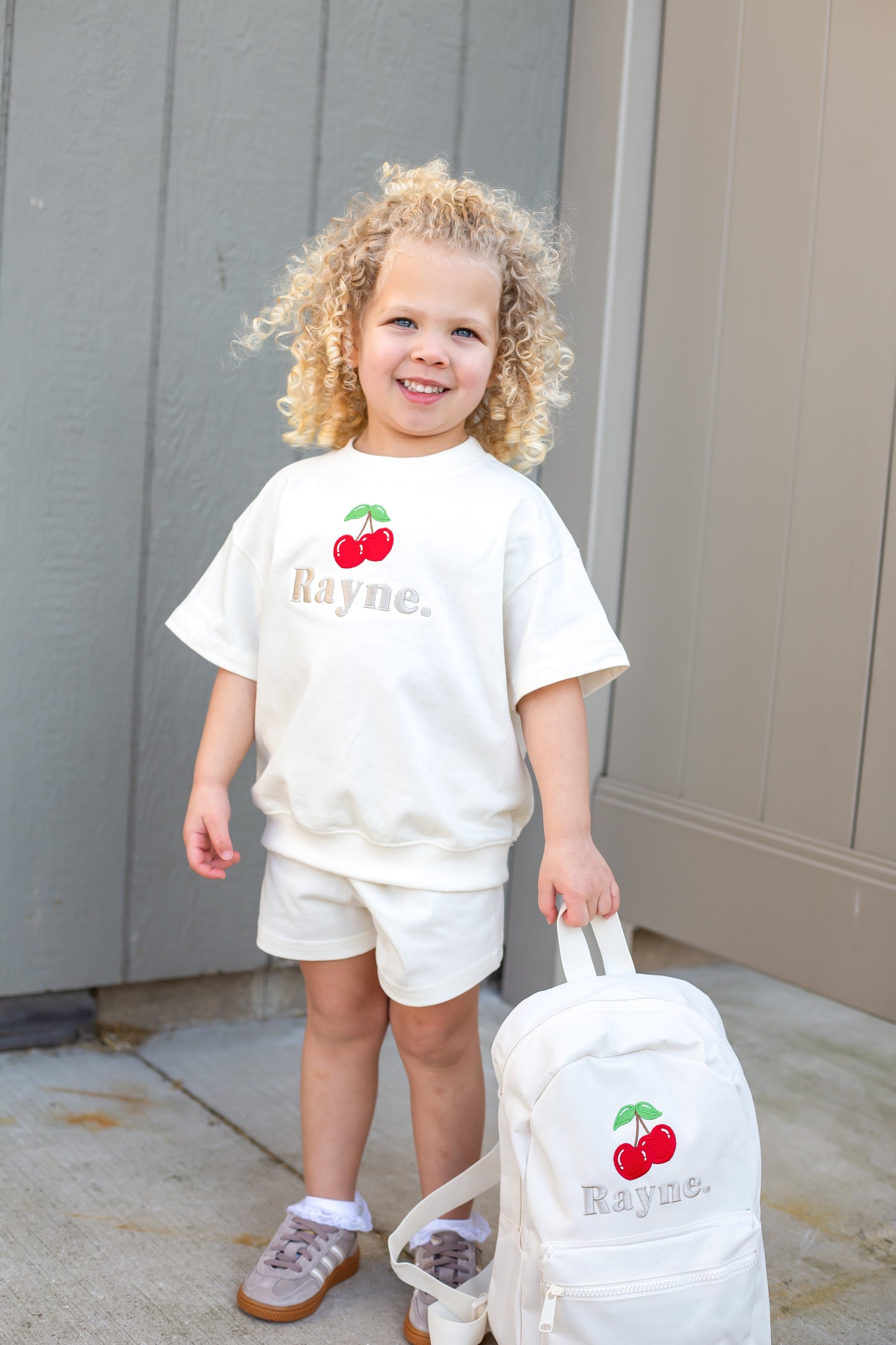 Mini Backpack - Cherry Embroidered