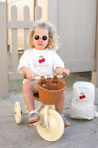 Mini Backpack - Cherry Embroidered