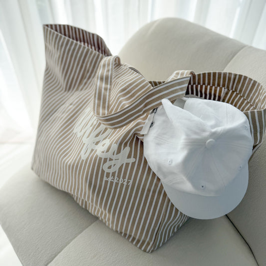 Beige Stripe Tote Wedding Show