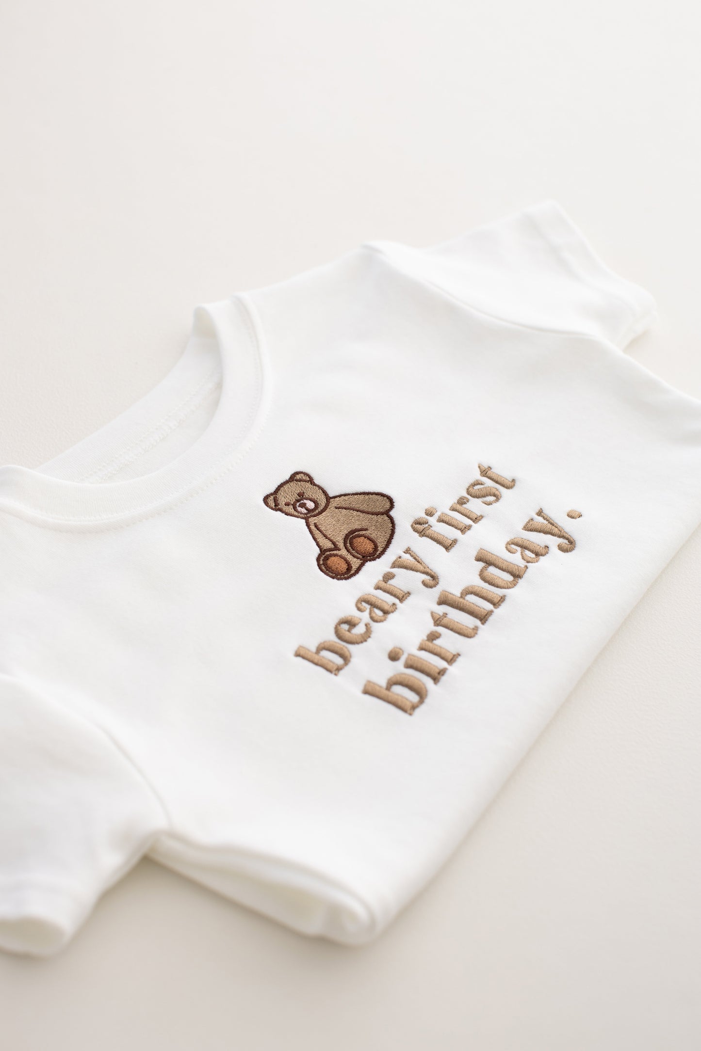 Beary First Birthday Tshirt - Embroidered Classic