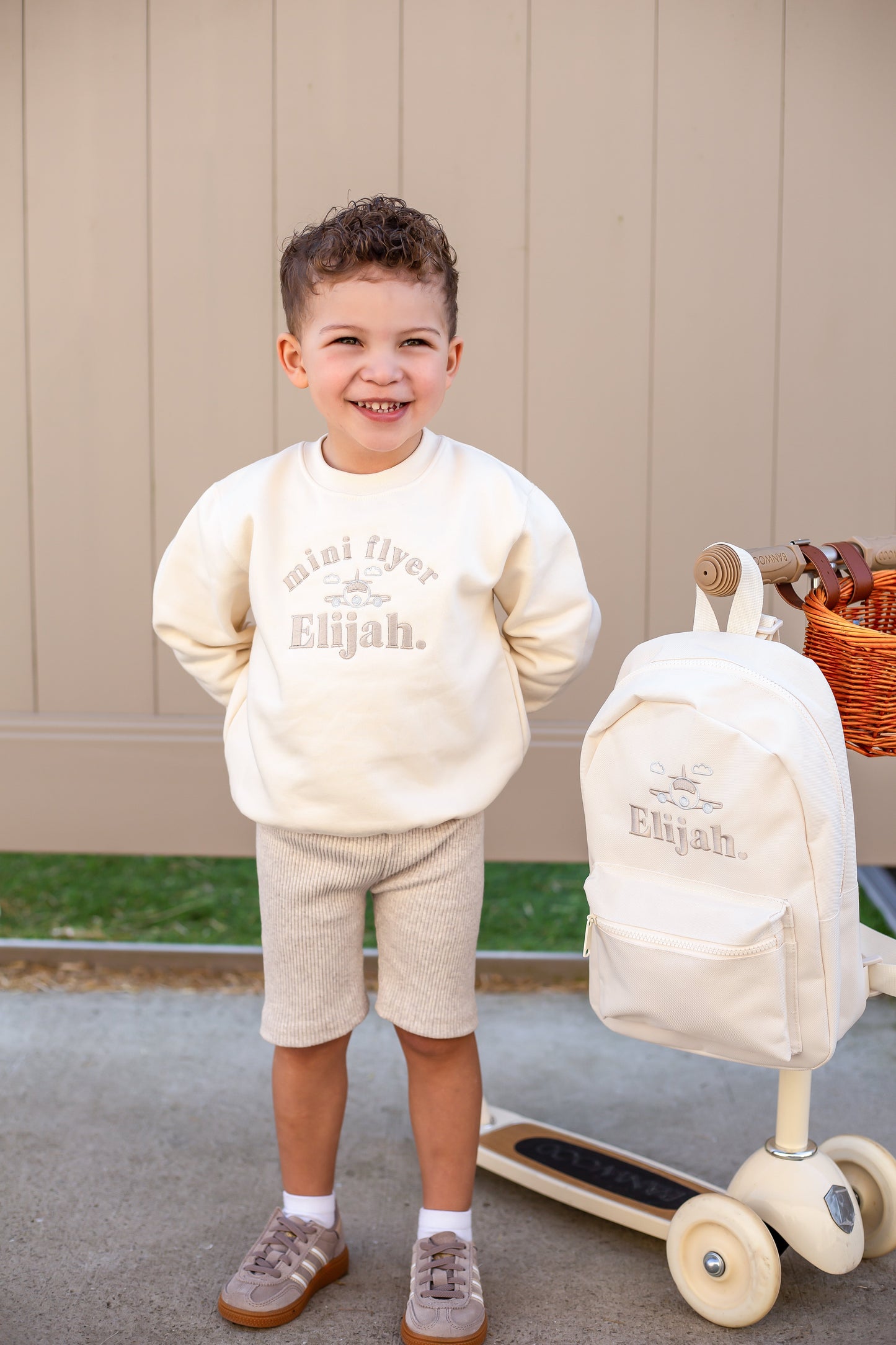 Vanilla Mini Backpack - Plane Embroidered
