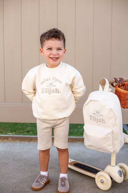 Vanilla Mini Backpack - Plane Embroidered