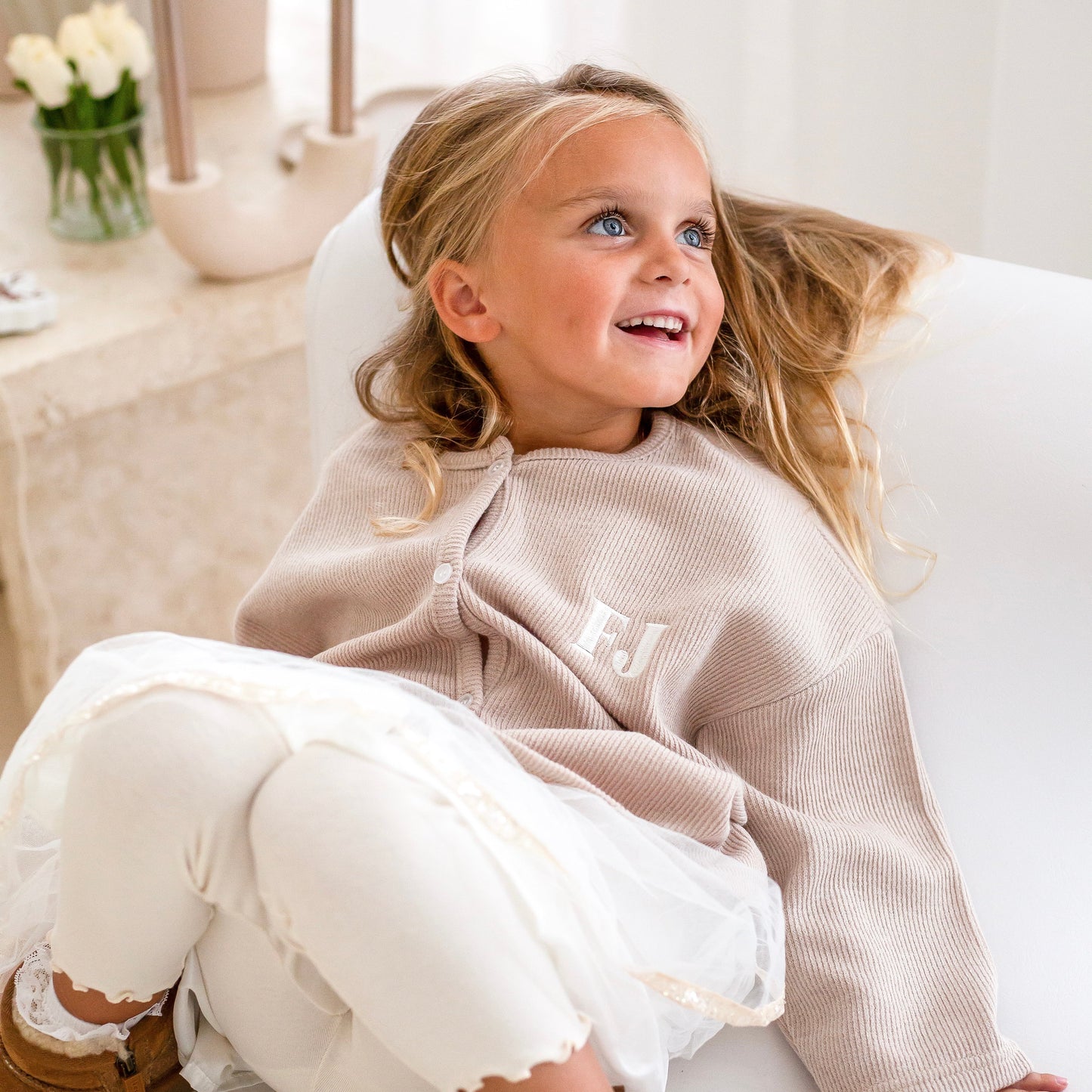 Beige Soft Autumn Cardigan - Embroidered
