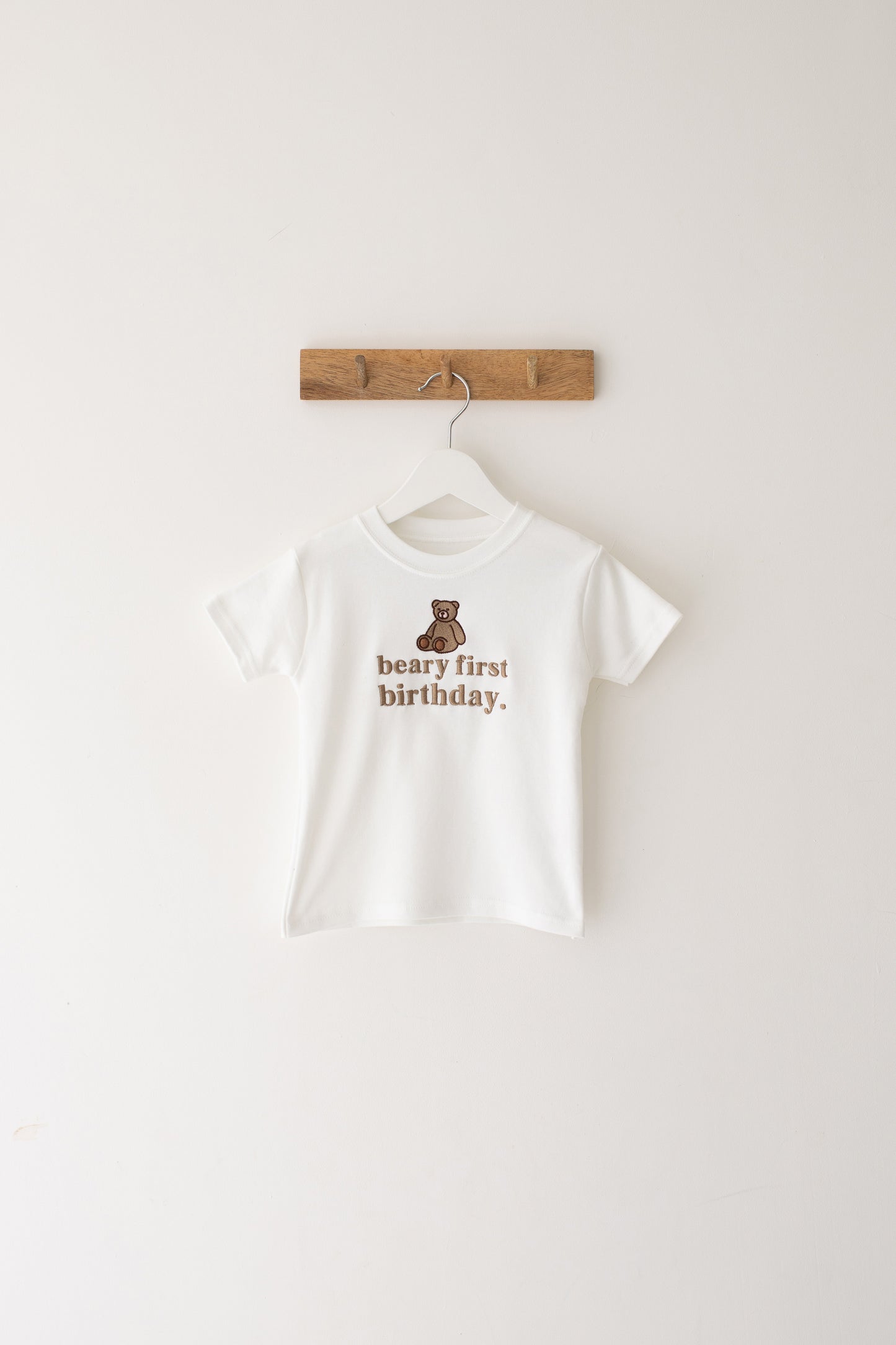 Beary First Birthday Tshirt - Embroidered Classic