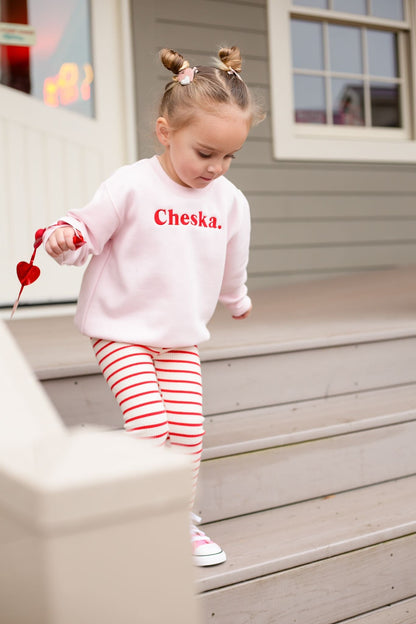Red striped Ribbed Leggings