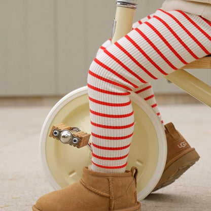Red striped Ribbed Leggings